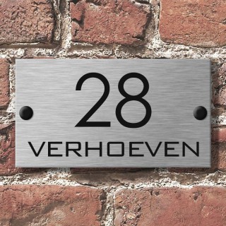 RVS Naambord 18 x 10 cm gegraveerd met sierdopjes