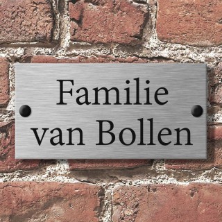 RVS Naambord 20 x 10 cm gegraveerd met sierdopjes