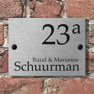 RVS Naambord 20 x 15 cm gegraveerd met sierdopjes