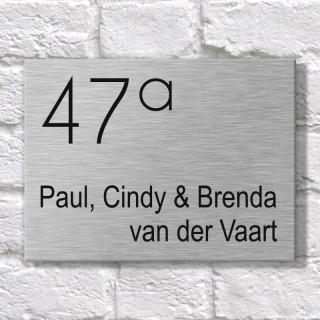 RVS Naambord 20 x 15 cm gegraveerd met blinde bevestiging