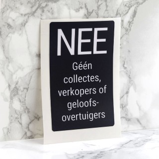 Deursticker Colportage - Geen collectes verkopers of geloofsovertuigers - Zwart