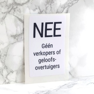 Deursticker Colportage - Geen verkopers of geloofsovertuigers - Wit