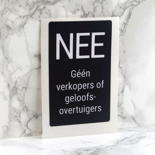 Deursticker Colportage - Geen verkopers of geloofsovertuigers - Zwart
