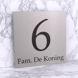 Naambordje voordeur RVS gegraveerd - 15 x 15 cm