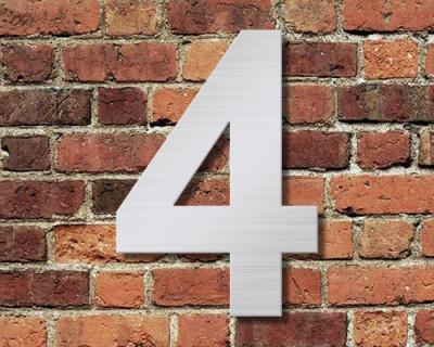 Huisnummer 4 - RVS Huisnummer 15 cm