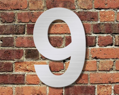 Huisnummer 9 - RVS Huisnummer 15 cm