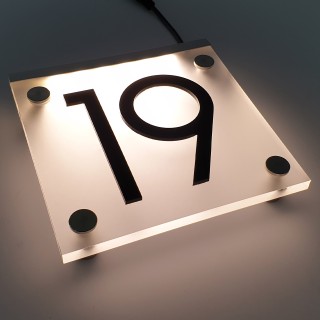 Huisnummerbord met LED verlichting - Frost - 15x15cm