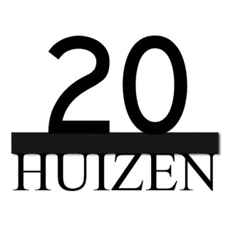 Mat zwart huisnummer met naam - 20 cm breed