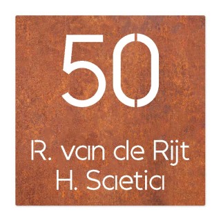 Naambordje voordeur Cortenstaal lasergesneden - 15 x 15 cm