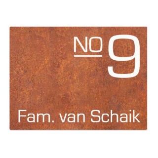 Naambordje voordeur Cortenstaal lasergesneden - 20 x 15 cm