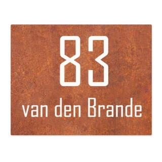 Naambordje voordeur Cortenstaal lasergesneden - 23 x18 cm