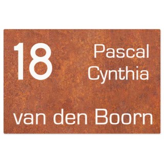 Naambordje voordeur Cortenstaal lasergesneden - 30 x 20 cm