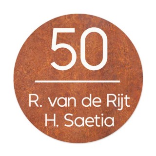 Naambordje voordeur Cortenstaal lasergesneden - Rond 15 cm