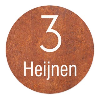 Naambordje voordeur Cortenstaal lasergesneden - Rond 20 cm