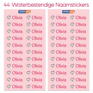 Naamstickers 50 x 15 mm - 44 stuks - Roze