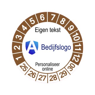 Keuringssticker 30 mm - Bruin