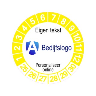 Keuringssticker 30 mm - Geel & Wit