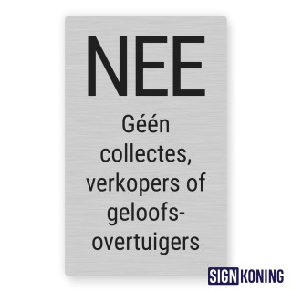Deurbordje geen collectes verkopers of geloofsovertuigers – RVS Look