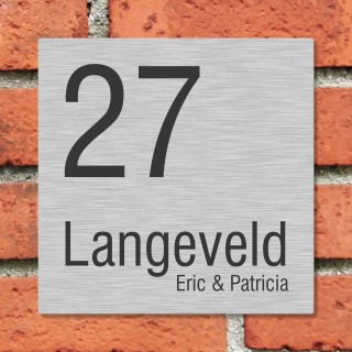 Naambordje voordeur - 15 x 15 cm - RVS Look - Gegraveerd