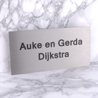 RVS Naambord 16 x 8 cm gegraveerd met blinde bevestiging