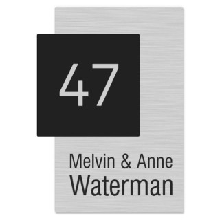 RVS Naambord met mat zwart huisnummer 15x20cm