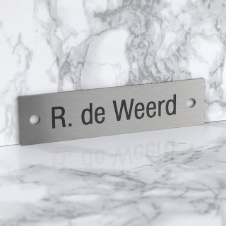 Goedkoop RVS Naambordje met gravering 10 x 2,5 cm