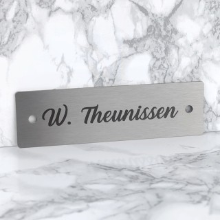 Goedkoop RVS Naambordje met gravering 12 x 3,5 cm