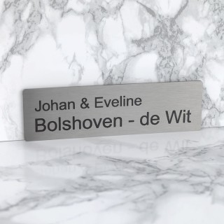 Zelfklevend RVS Naambordje met gravering 12 x 3,5 cm