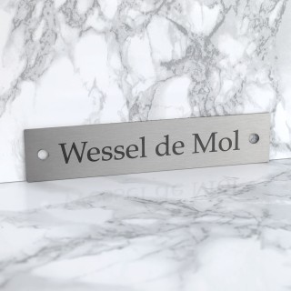 Goedkoop RVS Naambordje met gravering 14,5 x 3 cm