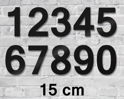 Zwart Huisnummer 15 cm