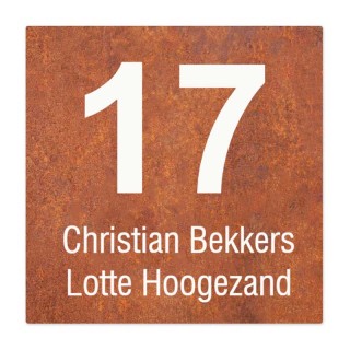 Naambordje voordeur Cortenstaal lasergesneden - 30 x 30 cm