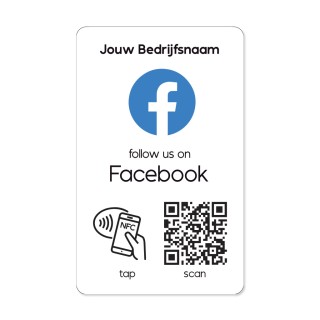 Facebook Volg Kaartje (QR en NFC) - 8 x 5 cm
