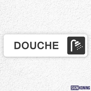 Zelfklevend deurbordje 15 x 4 cm - Douche - Wit