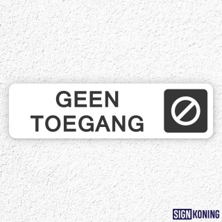 Zelfklevend deurbordje 15 x 4 cm - Geen toegang - Wit
