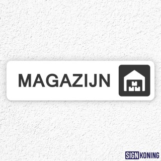 Zelfklevend deurbordje 15 x 4 cm - Magazijn - Wit
