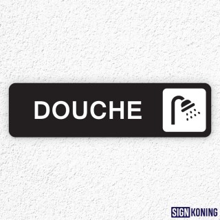 Zelfklevend deurbordje 15 x 4 cm - Douche - Zwart