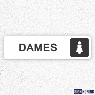 Zelfklevend WC Bordje 15 x 4 cm - Toilet Dames - Wit