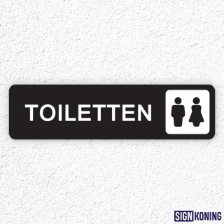 Zelfklevend WC Bordje 15 x 4 cm - Toiletten man & vrouw - Zwart