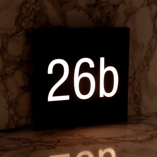 Zwart naambord met verlichting - 15 x 15 cm