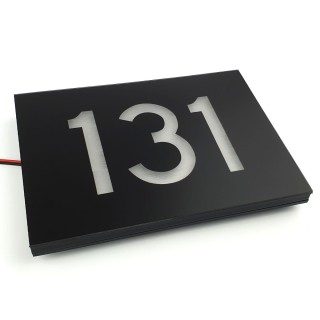 Zwart naambord met verlichting - 18 x 13 cm