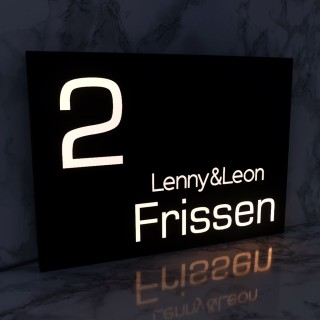 Zwart naambord met verlichting - 35 x 25 cm