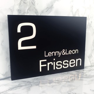 Zwart naambord met verlichting - 35 x 25 cm